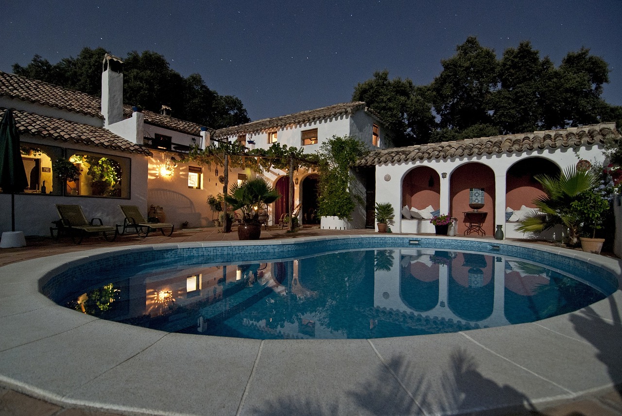 THe pool of a rental villa poconos