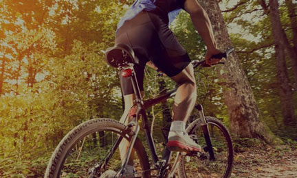 male biking Poconos trail