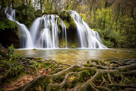 Outdoor waterfall near the Poconos