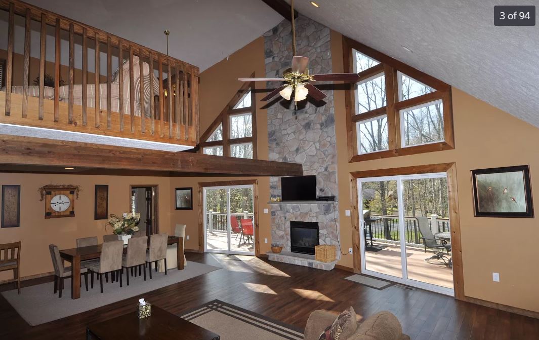 living room with view into kitchen