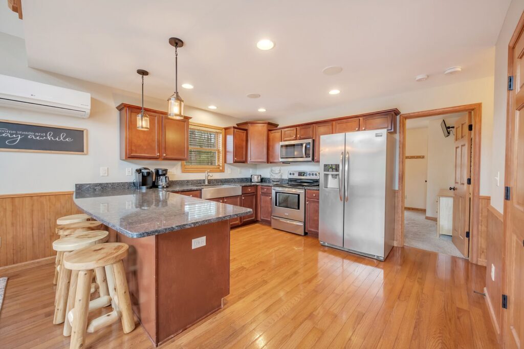 View of a kitchen in one of our Pocono Mountain rentals