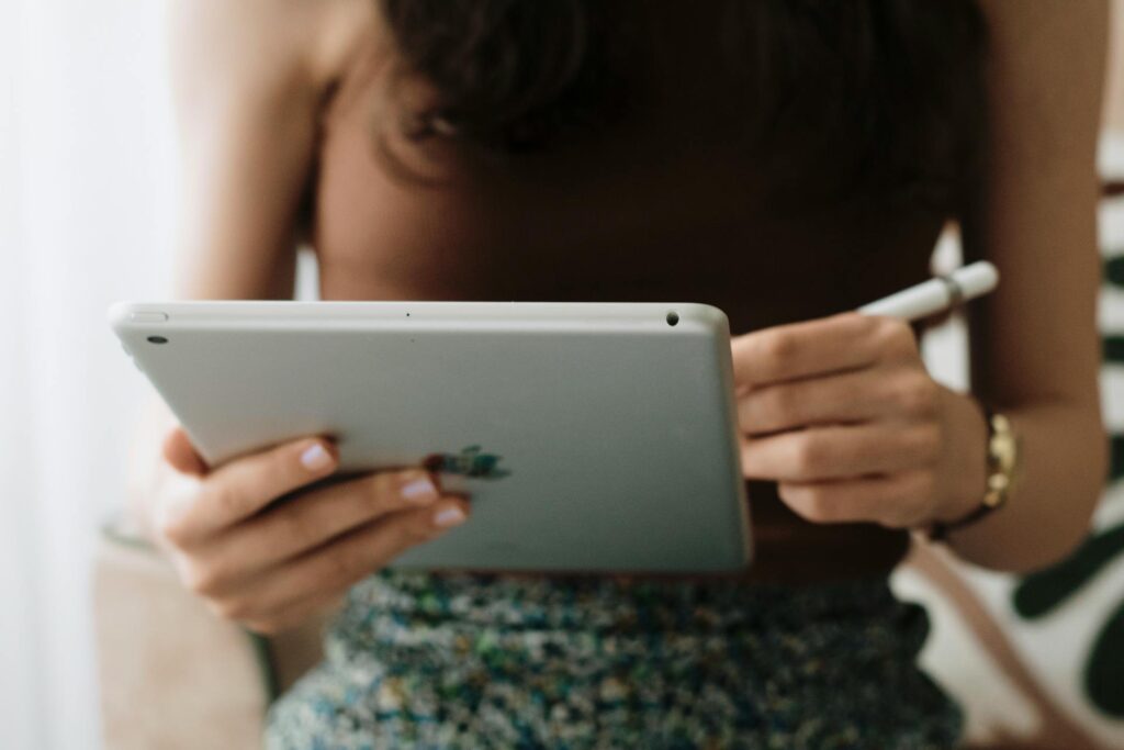 A person using a tablet