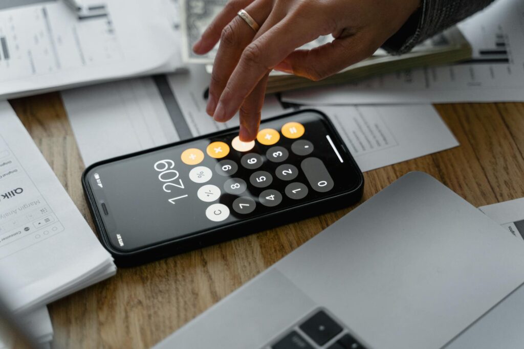 A view of a calculator on a phone