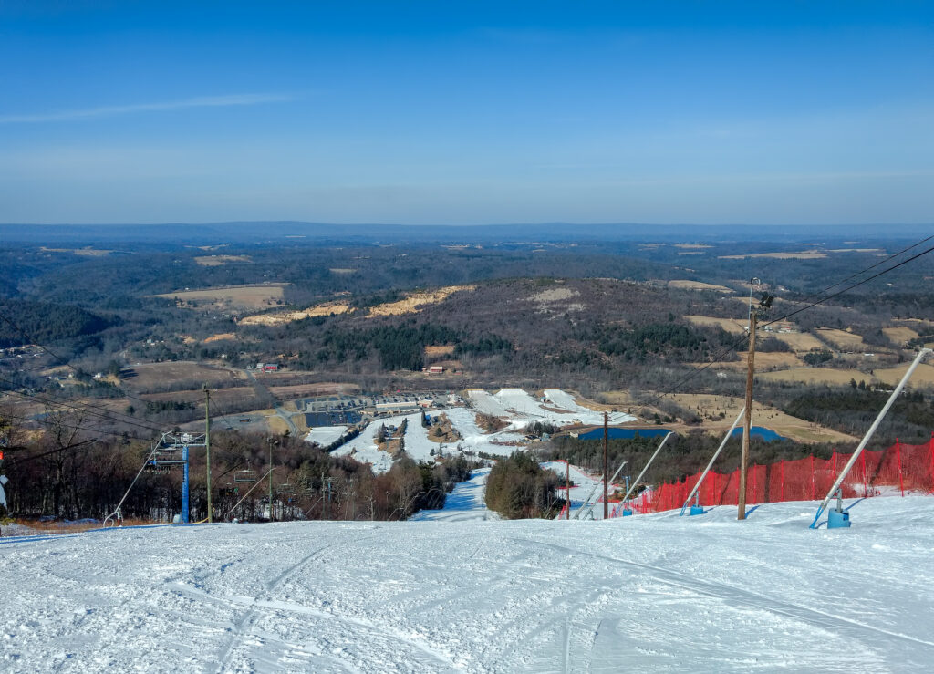 Ski slope in the poconos with snow